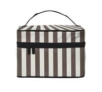 Borsa cosmetica portatile stampata della borsa cosmetica di viaggio della striscia marrone, Nero , Taglia unica