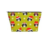 Borsa cosmetica portatile Xmas Cat Santa Christmas Gift Makeup Pouch Borsa da toilette da viaggio per ragazze e donne