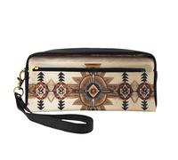 Borsa cosmetica riutilizzabile - Borsa da viaggio per la cultura indiana, stampa totale, in pelle, piccola borsa da donna, nero, taglia unica, Nero , taglia unica