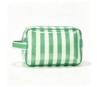 Borsa cosmetica rivestita trasparente a righe portatile impermeabile da viaggio borsa organizer per articoli da toeletta con cerniera per accessori di bellezza per la cura della pelle, Verde, Moda