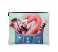 Borsa cosmetica rosa fenicottero, stelle carino tropicale trucco borse da viaggio per le donne, piccola borsa portatile in tela, regalo estivo organizzatore per la cura della pelle, Rosa, 7x9 Inch