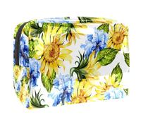 Borsa cosmetica rossa della borsa di trucco di viaggio della stampa del cardiogramma della borsa cosmetica del PVC per le donne e le ragazze, Multicolore 9, 18.5x7.5x13cm/7.3x3x5.1in