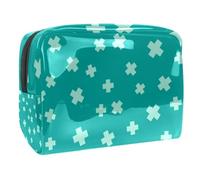 Borsa cosmetica rossa della borsa di trucco di viaggio della stampa del cardiogramma della borsa cosmetica del PVC per le donne e le ragazze, Multicolore 2., 18.5x7.5x13cm/7.3x3x5.1in