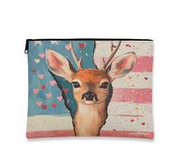 Borsa cosmetica stravagante, con coda di cervo pop art da viaggio per donne, piccola borsa portatile in tela con cerniera, regalo per le vacanze, organizer per articoli da toeletta per la cura della