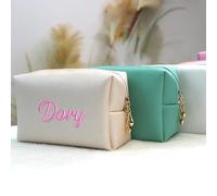 Borsa Cosmetica Su Ordinazione Di Qualsiasi Nome, Borsa Del Trucco Personalizzata Del Ricamo, Donne Ragazze Fanno Su La Borsa Cosmetica Del Lavaggio Regalo Della Damigella D'onore Della Sposa