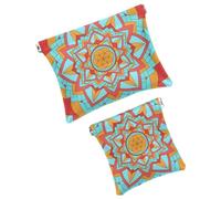 Borsa cosmetica tascabile, borsa da viaggio impermeabile con motivo geometrico caleidoscopio, mini trousse portatile per il trucco, senza cerniera, da donna, Multicolore 01, 7.1x5.8 inch/4.7x4.5 inch