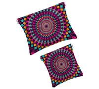 Borsa cosmetica tascabile, borsa da viaggio impermeabile con motivo geometrico caleidoscopio, mini trousse portatile per il trucco, senza cerniera, da donna, Multicolore 03, 7.1x5.8 inch/4.7x4.5 inch