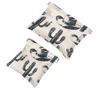 Borsa cosmetica tascabile con chiusura a pressione, a tema occidentale, con cactus, cowboy, boho, impermeabile, da viaggio, per il trucco, portatile, senza cerniera, da donna, Multicolore 07, 7.1x5.8