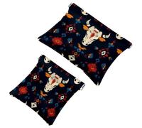 Borsa cosmetica tascabile con chiusura a pressione, a tema occidentale, con cactus, cowboy, boho, impermeabile, da viaggio, per il trucco, portatile, senza cerniera, da donna, Multicolore 03, 7.1x5.8