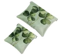 Borsa cosmetica tascabile con chiusura a pressione, blu foglia di tè e bianco, motivo geometrico a mosaico, impermeabile, da viaggio, per il trucco, portatile, senza cerniera, da donna, Multicolore