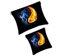 Borsa cosmetica tascabile con chiusura a pressione, divertente e carina, spaziale, pianeta, universo, impermeabile, da viaggio, per il trucco, portatile, senza cerniera, da donna, Multicolore 09,