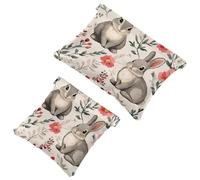 Borsa cosmetica tascabile con chiusura a pressione, grazioso coniglietto pasquale e fiori primaverili, impermeabile, da viaggio, mini astuccio portatile per il trucco, senza cerniera, da donna,