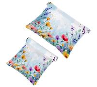 Borsa cosmetica tascabile con chiusura a pressione, grazioso piccolo fiore, sfondo senza cuciture, impermeabile, da viaggio, per il trucco, portatile, senza cerniera, per donne, Multicolore 07,