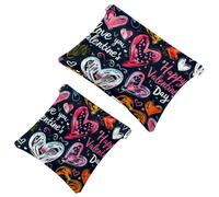 Borsa cosmetica tascabile con chiusura a pressione, motivo con cuori colorati, per San Valentino, impermeabile, da viaggio, per il trucco, portatile, senza cerniera, da donna, Multi, 7.1x5.8