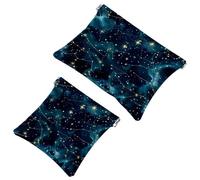 Borsa cosmetica tascabile con chiusura a pressione, motivo mistico cielo notturno con costellazioni, senza cuciture, impermeabile, da viaggio, per il trucco, portatile, senza cerniera, da donna,