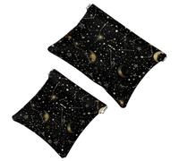 Borsa cosmetica tascabile con chiusura a pressione, motivo mistico cielo notturno costellazioni senza cuciture. Borsa da viaggio impermeabile per il trucco, mini astuccio portatile senza cerniera per