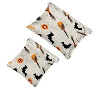 Borsa cosmetica tascabile con chiusura a pressione, senza cuciture con piume di uccello su sfondo grigio, impermeabile, da viaggio, per il trucco, portatile, senza cerniera, per donne, Multicolore 02,