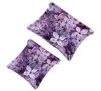 Borsa cosmetica tascabile con chiusura a pressione, senza cuciture con piume di uccello su sfondo grigio, impermeabile, da viaggio, per il trucco, portatile, senza cerniera, per donne, Multicolore 07,