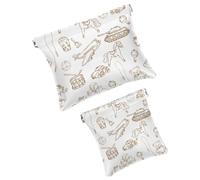 Borsa cosmetica tascabile, con chiusura a pressione, vintage, con motivo Tridente nautico, impermeabile, da viaggio, per il trucco, senza cerniera, da donna, Multicolore 10, 7.1x5.8 inch/4.7x4.5 inch