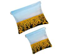 Borsa cosmetica tascabile con girasoli gialli, impermeabile, da spremere, mini borsa da viaggio portatile, senza cerniera, chiusura automatica, per cosmetici, cuffie, gioielli, Multicolore 05, 7.1x5.8