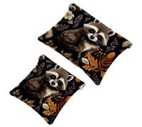Borsa cosmetica tascabile con parte superiore a compressione, graziosa borsa da viaggio impermeabile con procione della foresta 221, mini trousse portatile per il trucco senza cerniera per le donne,