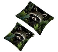 Borsa cosmetica tascabile con parte superiore a compressione, graziosa borsa da viaggio impermeabile con procione della foresta 221, mini trousse portatile per il trucco senza cerniera per le donne,