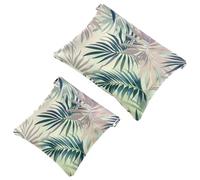 Borsa cosmetica tascabile, con parte superiore schiacciabile, con foglie di palma su uno sfondo chiaro, impermeabile, da viaggio, per il trucco, portatile, senza cerniera, da donna, Multi, 7.1x5.8