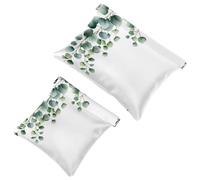 Borsa cosmetica tascabile da donna, borsa per il trucco in pelle impermeabile, senza cerniera, borsa per il trucco a chiusura automatica, mini borsa per borsa, fiori rosa acquerello e fiori di campo