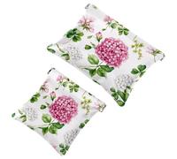 Borsa cosmetica tascabile da donna, borsa per il trucco in pelle impermeabile, senza cerniera, borsa per il trucco a chiusura automatica, mini borsa per borsa, fiori rosa acquerello e fiori di campo