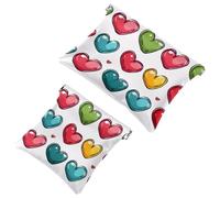 Borsa cosmetica tascabile, senza cuciture, con motivo a cuori colorati, impermeabile, da viaggio, per il trucco, portatile, senza cerniera, da donna, Multi, 7.1x5.8 inch/4.7x4.5 inch