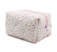 Borsa cosmetica trapuntata con motivo floreale e grande capacità in morbido cotone per pennelli e accessori di bellezza Sacchetto della borsa di viaggio della borsa di trucco