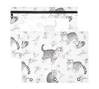 Borsa cosmetica trasparente con 3 fori per lettere A4, confezione da 2 pezzi, per insegnanti, casa, chic, gatti americani, a pelo corto, bianco