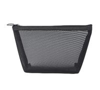 Borsa cosmetica trasparente con cerniera a rete da donna, organizer necessario, alla moda, piccola e grande, nera, per articoli da toeletta, *8, Large A