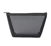 Borsa cosmetica trasparente con cerniera a rete da donna, organizer necessario, alla moda, piccola e grande, nera, per articoli da toeletta, *2, Large A