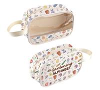 Borsa cosmetica trasparente con lettere dell'alfabeto, idea regalo per amanti delle piante, idea regalo per la mamma e il giardinaggio, Borsa da giardinaggio
