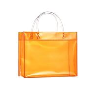 Borsa cosmetica trasparente in PVC con manico con cerniera Borsa per laptop Organizzazione per le vacanze all'aeroporto Range Trucco Scomparti (A, One Size)