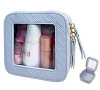 Borsa cosmetica trasparente, organizer da viaggio per trucchi da donna, impermeabile, piccola borsa per la cura della pelle con cerniere per l'uso quotidiano, Blu, s, Organizer quadrato per trucchi