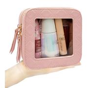 Borsa cosmetica trasparente, organizer da viaggio per trucchi da donna, impermeabile, piccola borsa per la cura della pelle con cerniere per l'uso quotidiano, rosa., s, Organizer quadrato per trucchi