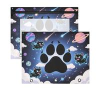 Borsa cosmetica trasparente per lettere di carta A4, confezione da 2 pezzi, per studenti, forniture artistiche per riporre oggetti artistici con zampa di gatto nero, pianeta Bolsa para lapices