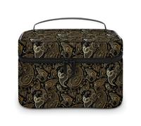 Borsa cosmetica vintage anime retrò floreale nera per donna, borse da viaggio per il trucco, per la cura della pelle, organizer per articoli da toeletta, da uomo, per le vacanze, in morbida pelle im