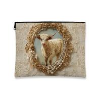 Borsa cosmetica vintage, con cornice dorata e perla, borsa da viaggio per trucco da donna, piccola borsa portatile in tela con cerniera, regalo per le vacanze, borsa da toilette per la cura della