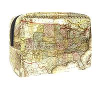 Borsa cosmetica vintage con mappa dell'America per le donne carino borsa alla moda borsa per il trucco impermeabile borsa da viaggio spaziosa borsa da toilette regalo per ragazze, Multicolore 10.,