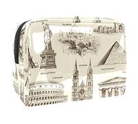 Borsa cosmetica vintage con monumenti antichi luoghi di interesse per le donne borsa carina alla moda borsa per il trucco impermeabile borsa da viaggio spaziosa borsa da toilette regalo per ragazze,