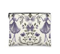 Borsa cosmetica vintage floreale, con farfalle viola, elegante astuccio per il trucco da donna, organizer portatile in tela da viaggio, regalo di primavera, Viola, 7x9 Inch, Farfalle