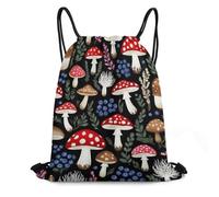 Borsa Coulisse, Autumn Fall Leaves Cool Mushrooms Sacca Ginnastica Fashion con Coulisse Zaino Palestras per Vacanze Adulto All'aperto 36X42cm