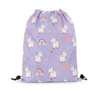 Borsa Coulisse Cartoon Horse Sea Hand Drawn Rainbow Kawaii Animal Sacca Stringa Zaino Viaggi per Yoga Bambino Donna