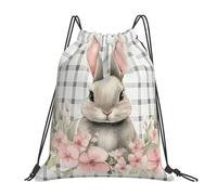 Borsa Coulisse Cute Bunny Flower Rabbit Easter Borsa Palestra Pieghevole Zaino All'Aperto per Vacanze Nuoto Uomo