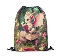 Borsa Coulisse Magical Dragon Wildlife Fairy Tale Cute Thicket Mushroom Sacca con Cordoncino Moda Zainetti Viaggi per Vita Quotidiana Vacanze All'Aperto