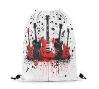 Borsa Coulisse Rock Music Hip Hop Electric Guitar Hippie Street Art Doodle Musical Notes Borsa con Cordoncino Regolabile Gym Sack Bambino per Yoga Viaggi Nuoto