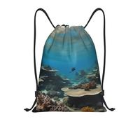 Borsa Coulisse Underwater Ocean View Print Borsa Palestra Unisex Zainetto Spiaggia per Donna Bambino All'Aperto